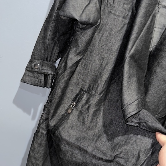 New 🌟 Chambray Dark Wash Open Cinched Waist Kimono Jacket - Picture 2 of 5